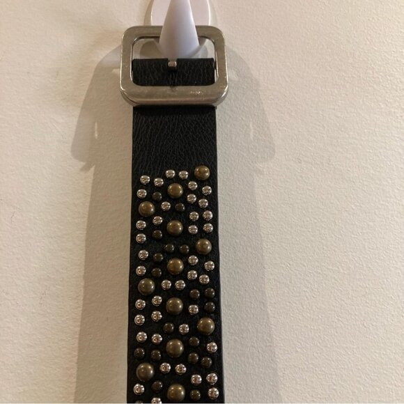 Nine West Accessories - NINE WEST Sz S  3-Toned Metal Studded Leather Square Buckle Belt